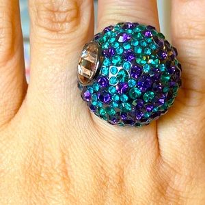 Henri Bendel crystal bubble cocktail ring size 7